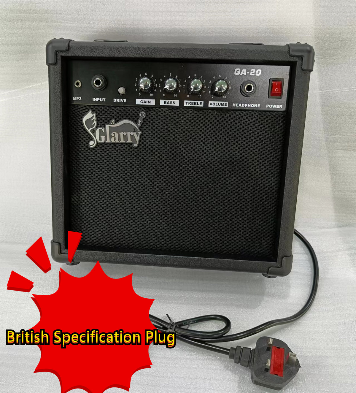 Glarry 20W Electric Guitar Amplifier with 6.5-Inch Speaker, Headphone & AUX Jacks – Practice Amp, Black