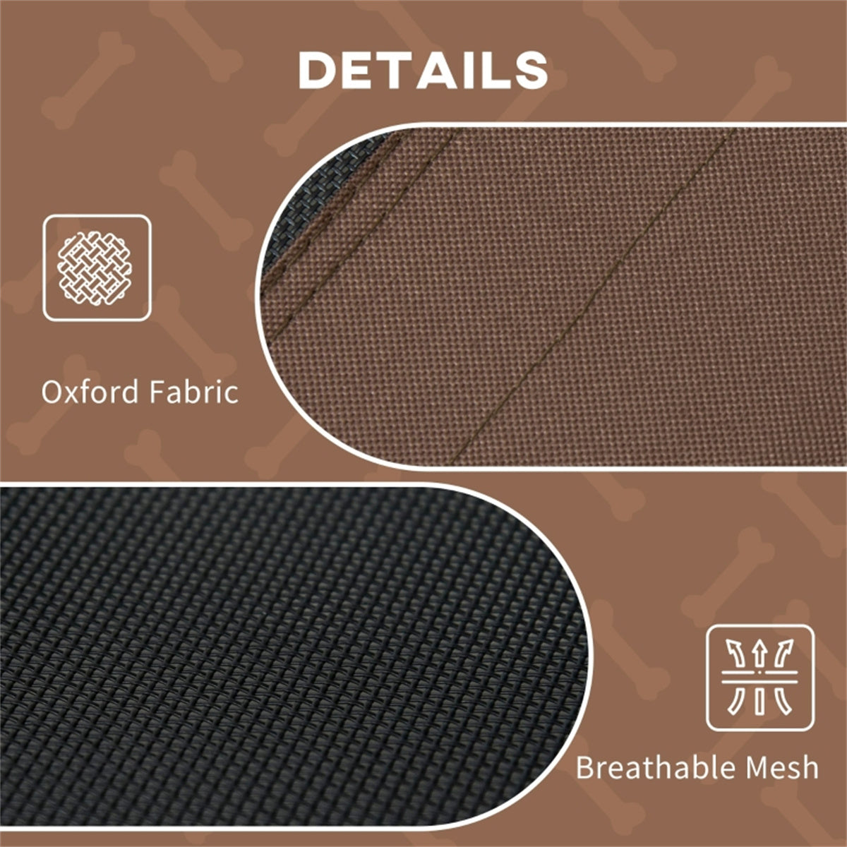 Elevated Dog Cot Bed with Canopy for XXL Dogs – Breathable Fabric, Steel Frame and Travel Bag, Coffee