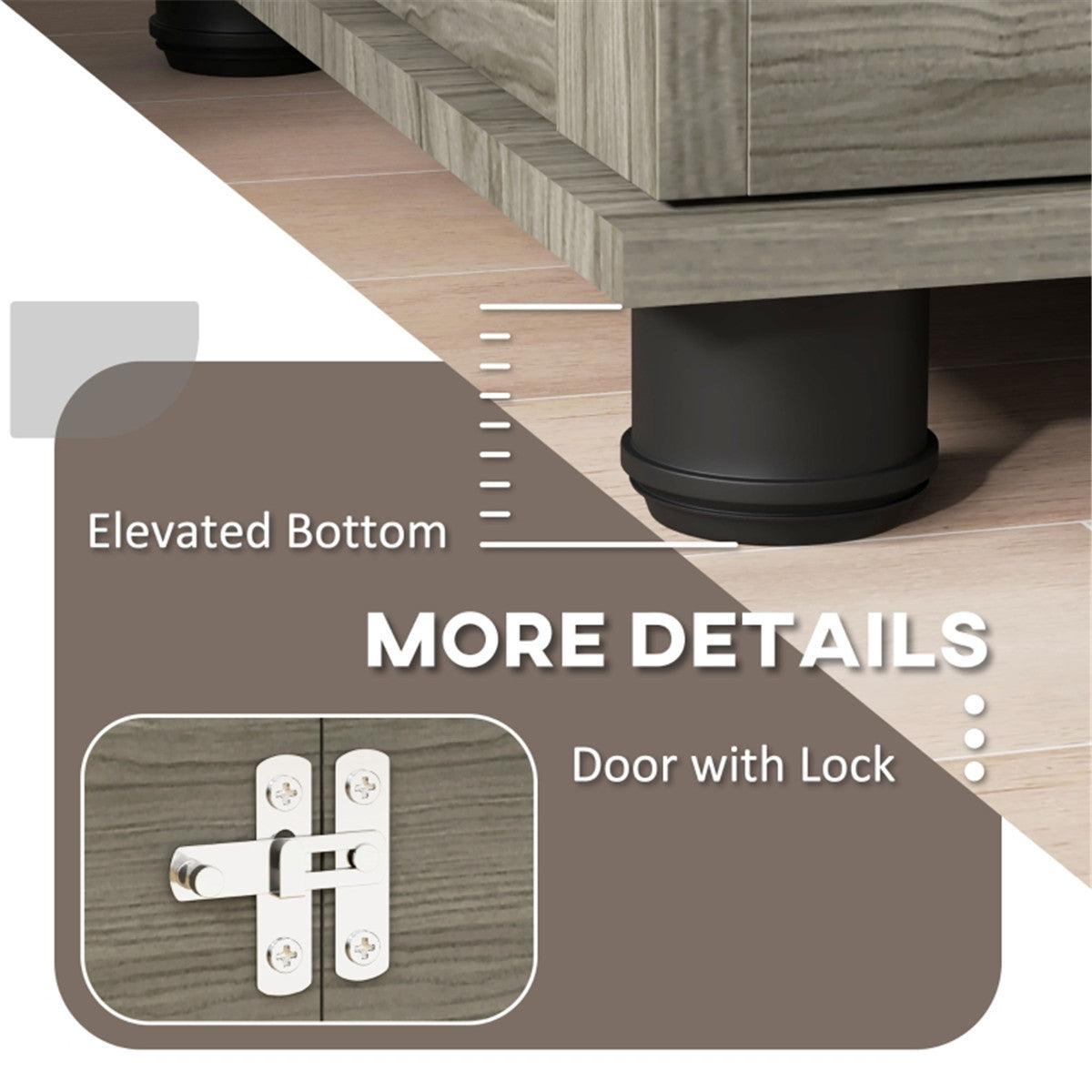Dog Crate Furniture Side Table with Cushion & Lockable Door – For Medium Dogs up to 20kg, Grey Wood Effect