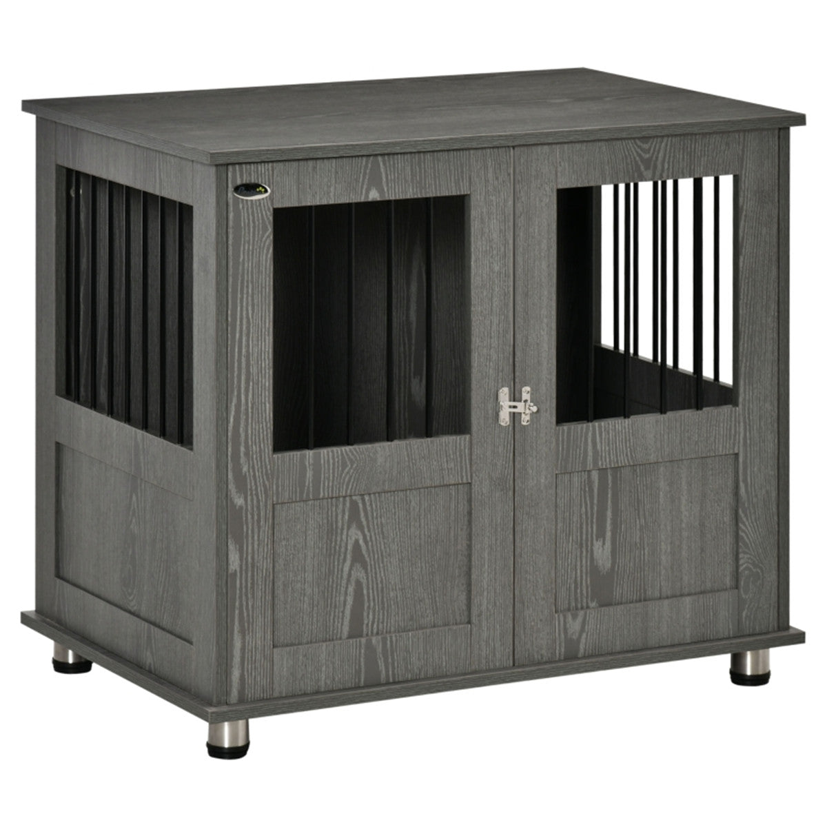 Dog Crate Furniture with Wide Tabletop, Magnetic Door & Bolt – 95cm Indoor Kennel for Medium & Large Dogs, Grey
