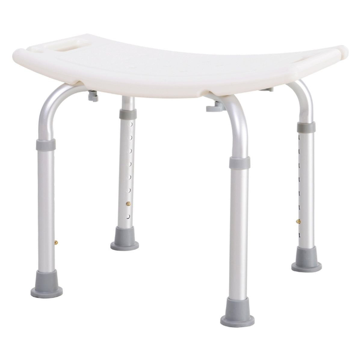 Aluminium Shower Stool with Drainage Holes and Non-Slip Feet, 135kg, Height Adjustable – Bath Seat, White
