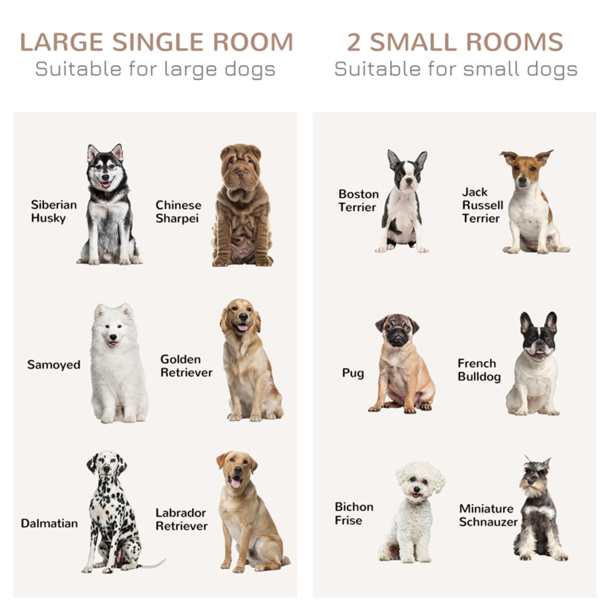 Dog Crate Furniture Side Table with Divider & 2 Lockable Sliding Doors – Large or 2 Small Dogs, White & Oak