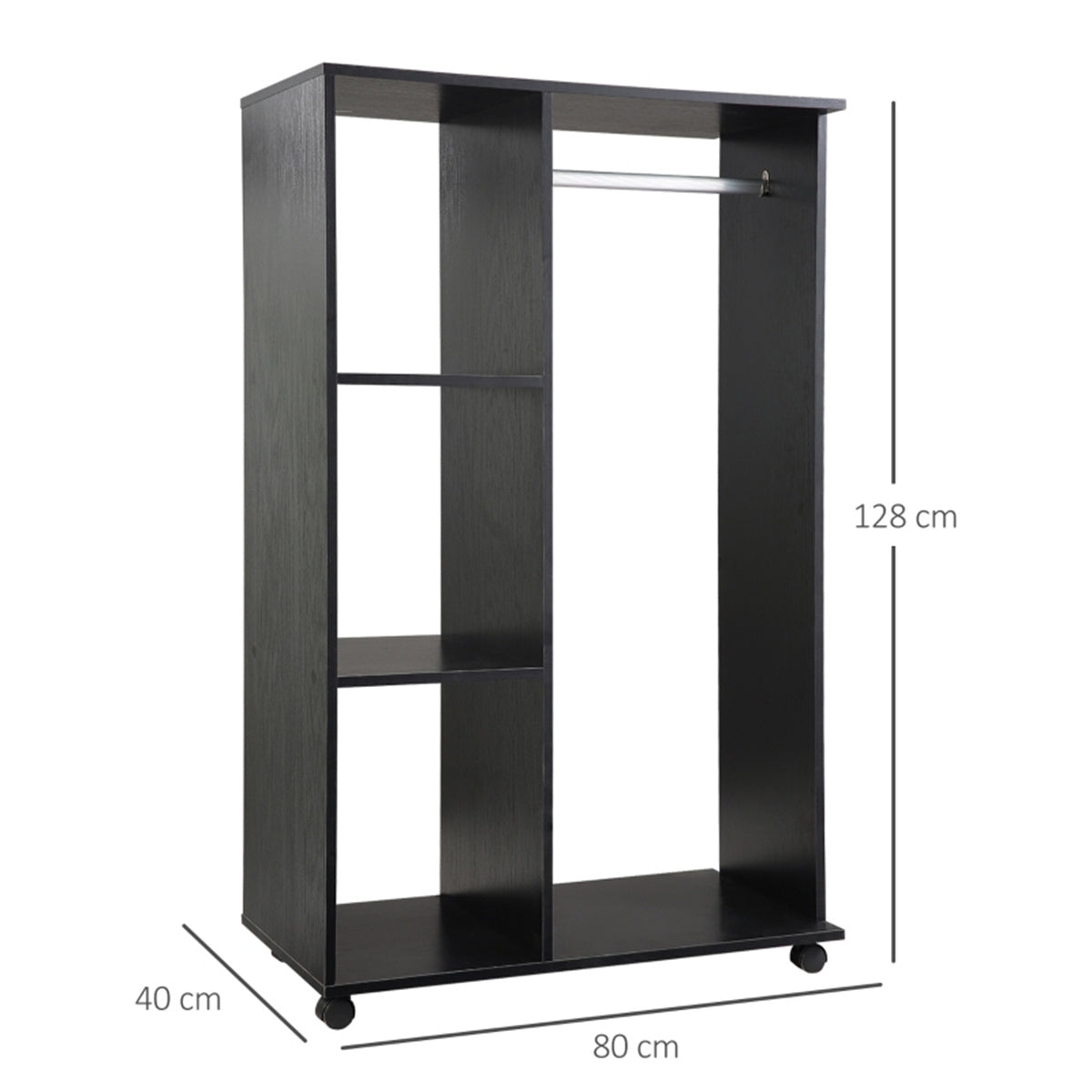 Chester Rolling Wardrobe Storage Unit with Hanging Space, Wheels & Protective Cover – Bedroom Clothes Rail
