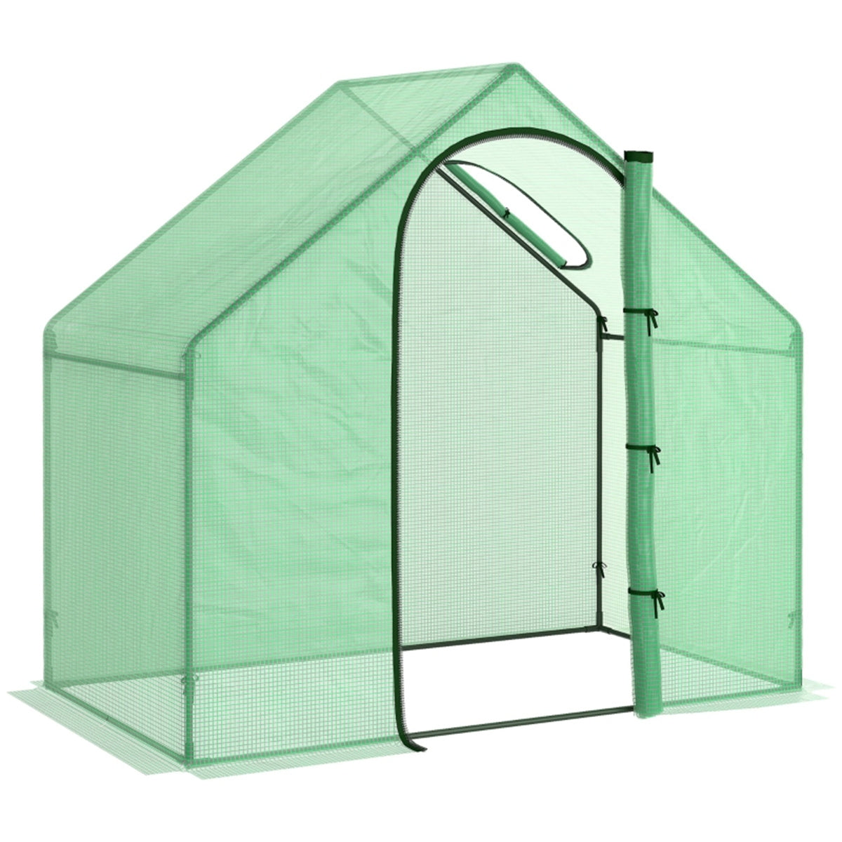 Mini Walk-in Greenhouse with Zipped Door & Rear Window – UV-Resistant PE Cover Grow House, 180 x 100 x 168cm, Green