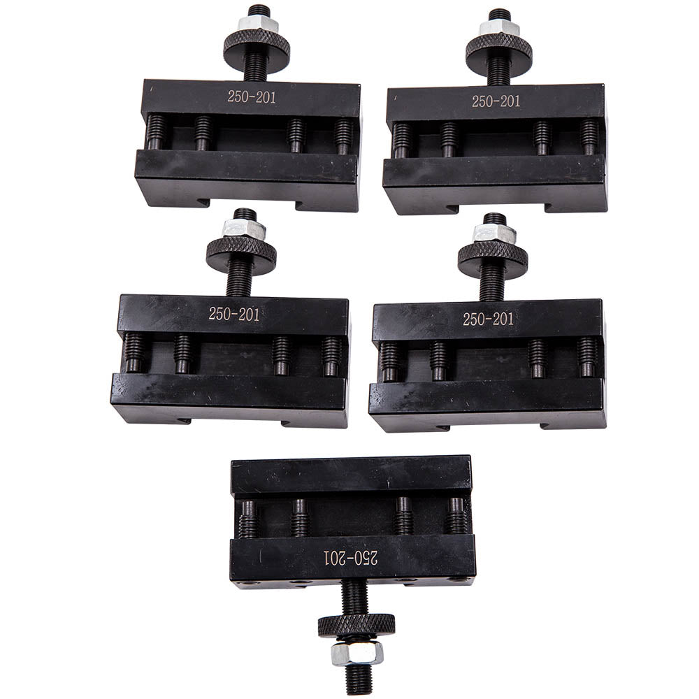 Quick Change Turning, Facing & Boring Lathe Tool Post Holder Set of 5 – Hardened Steel, Model 250-201