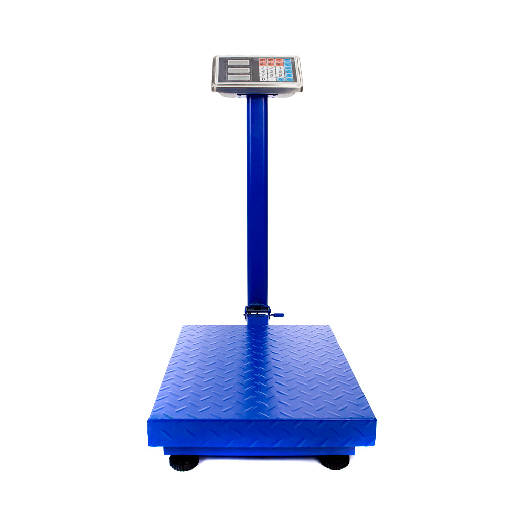 300kg LCD Digital Platform Scale with Unit Price Memory & Rechargeable Battery – Retail Weighing, Blue