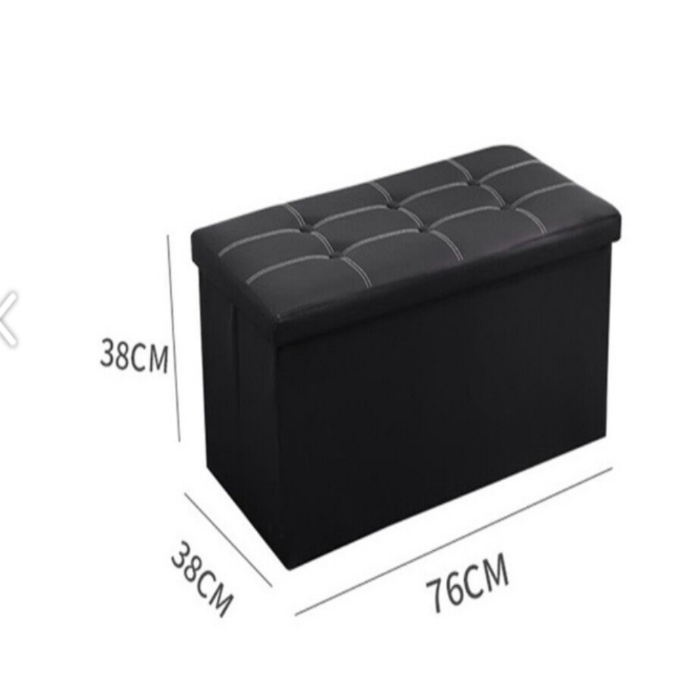 Folding Linen Storage Ottoman with Padded Seat – Toy Box, Footstool & Extra Seating, 76cm