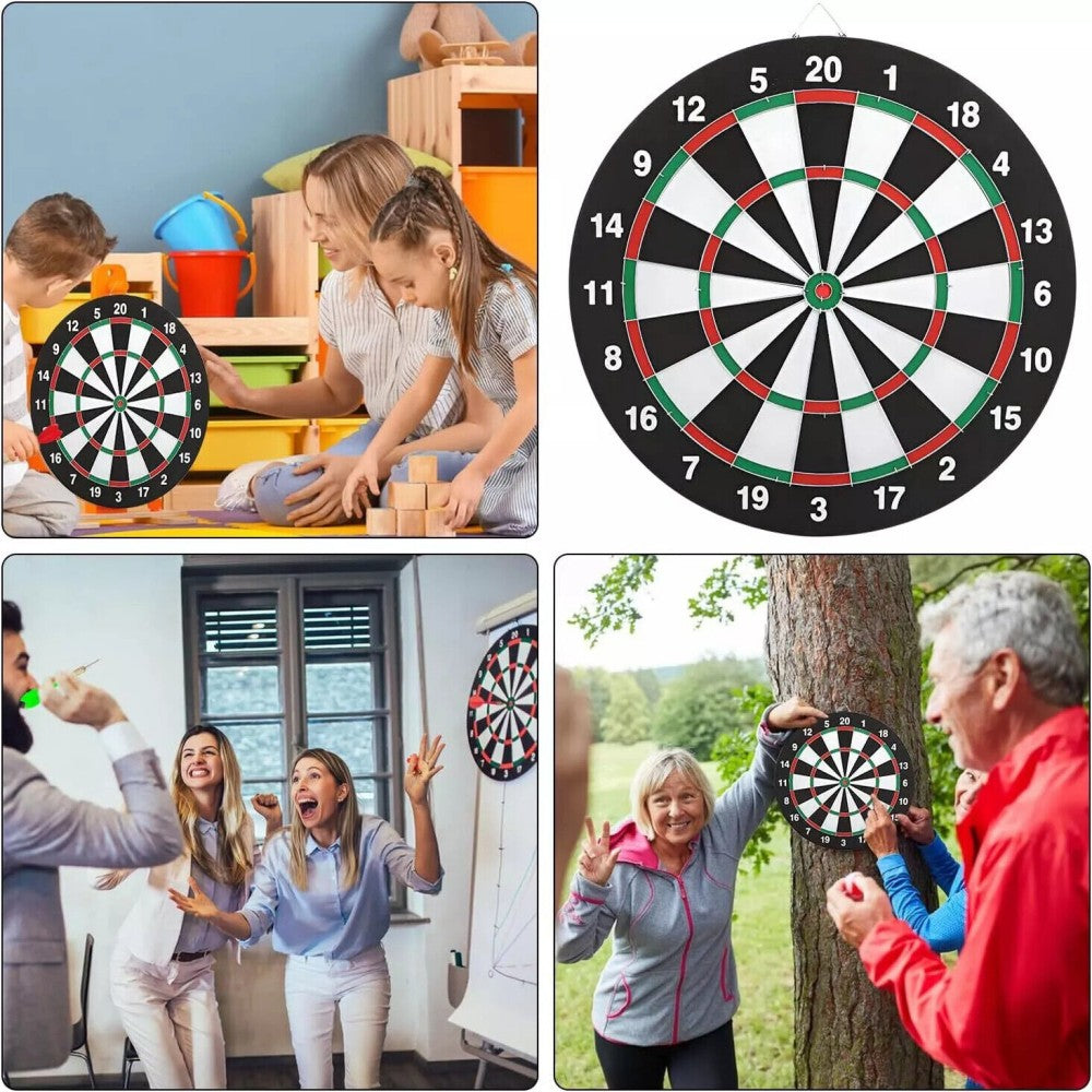Full Size Dartboard Set with 6 Darts – Family Dart Board Game for Adults & Kids, 40.5cm Diameter