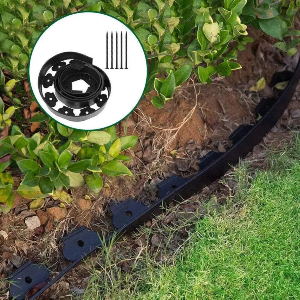 Lawn Border Edging Set, 10m with 30 Plastic Stakes – Garden Edging for Paths, Driveways and Flowerbeds