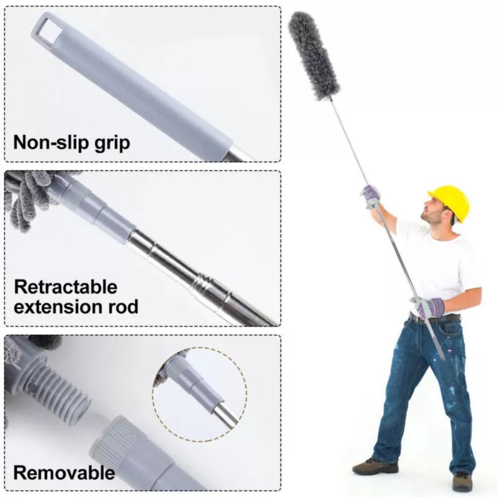 9-Piece Extendable Microfibre Feather Duster Set with Telescopic Pole – Cleaning High Ceilings & Corners