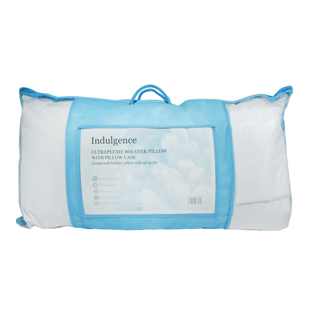 Indulgence Ultraplume 36" Bolster Pillow – Quilless Feather Filled with 100% Cotton Case