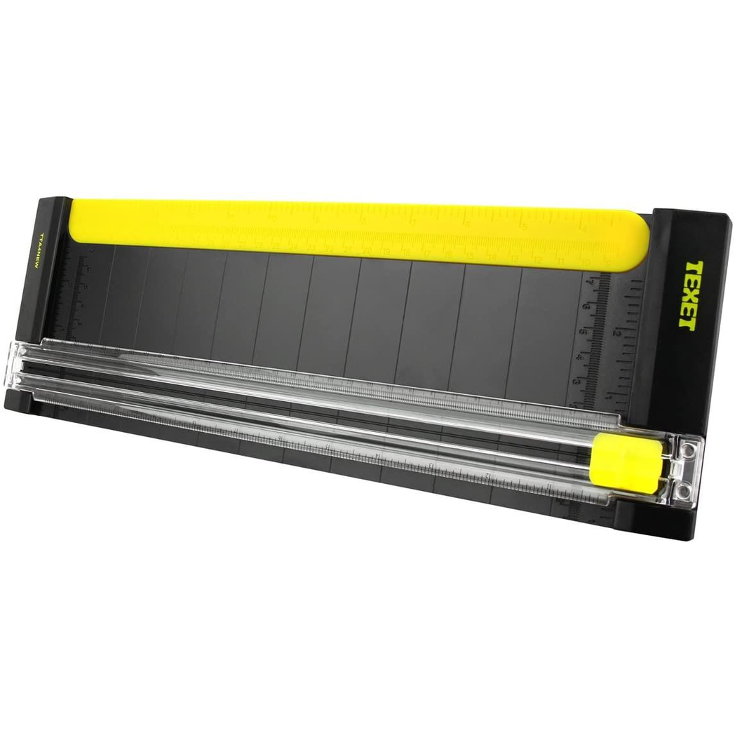 Texet A4 Paper Trimmer, 377 x 125mm – 6 Sheet Straight Cut Cutter with Quick Blade Replacement