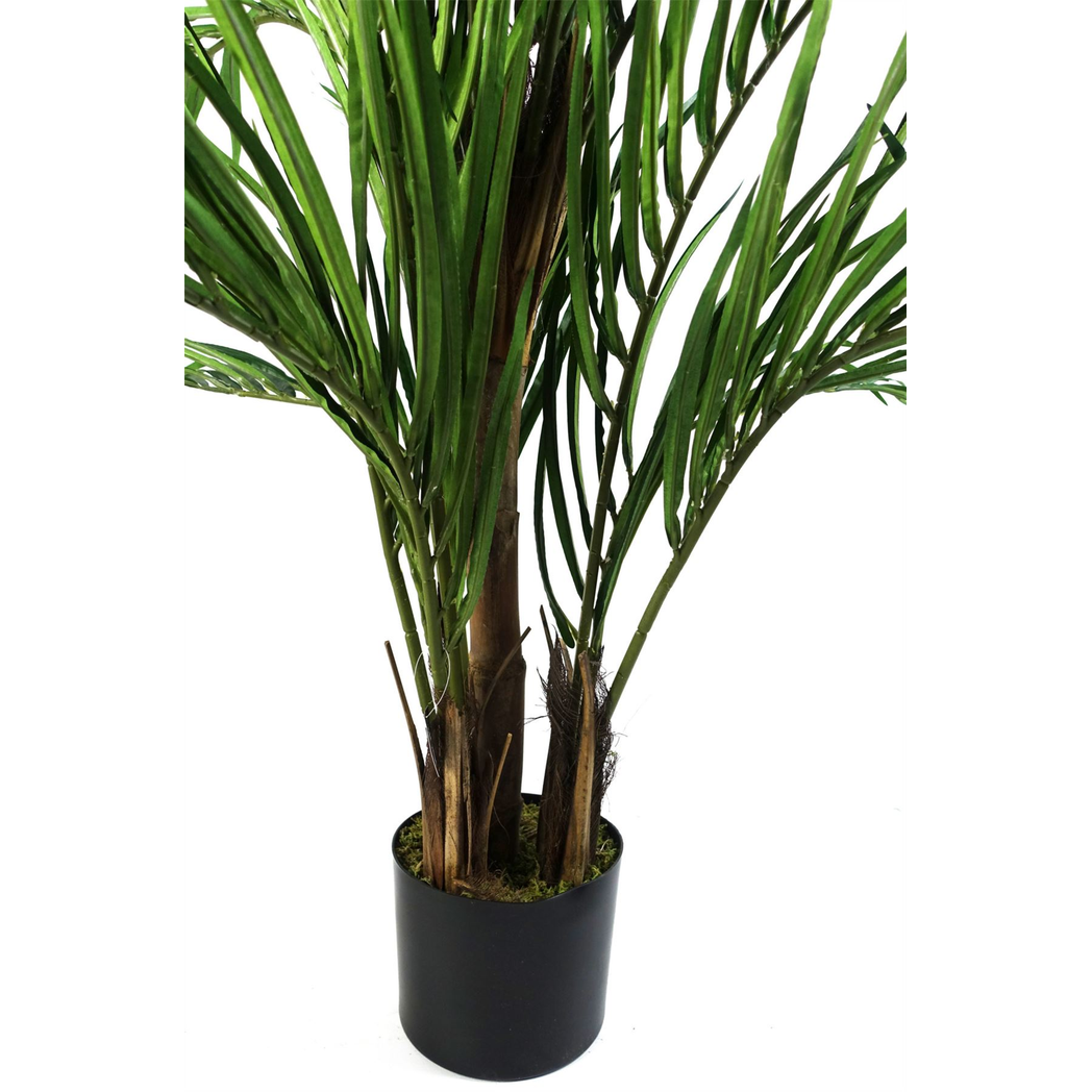 Artificial Areca Palm Tree, 130cm with Silk Leaves & Natural Palm Fronds – Weighted Pot, Wired Branches