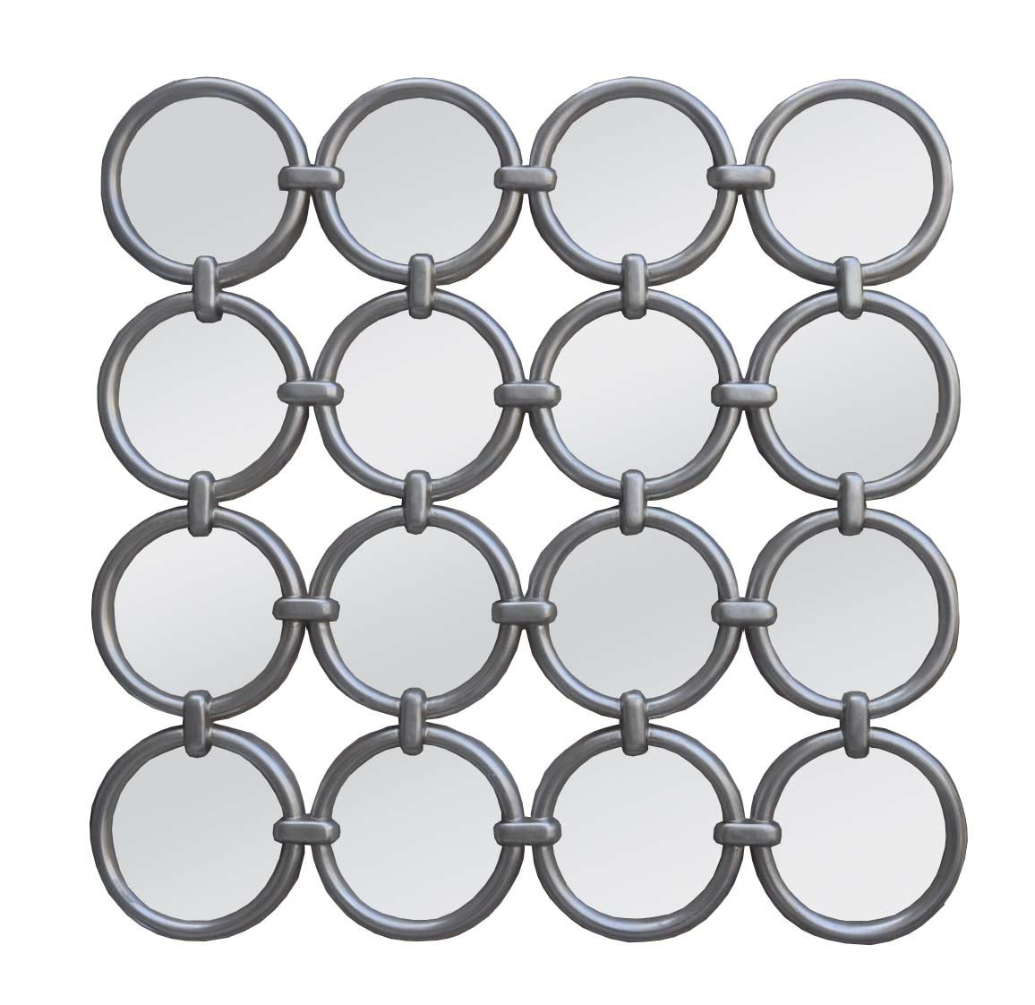 118 x 118cm Silver Frame Wall Mirror – Handcrafted Hand Finished Design with Hanging Hook