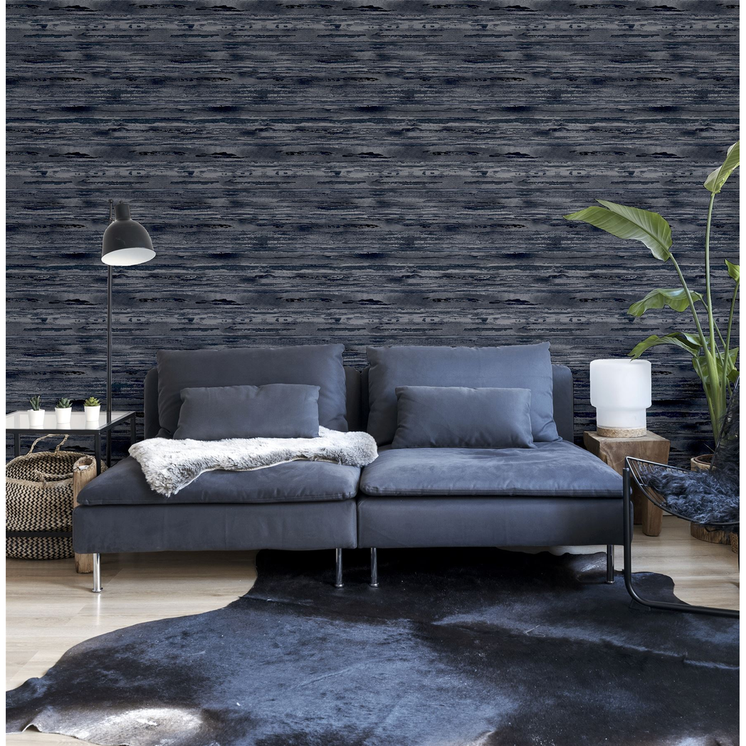 Arthouse Sahara Heavyweight Vinyl Wallpaper with Metallic and Glitter Effect – High Traffic Areas, Denim Blue