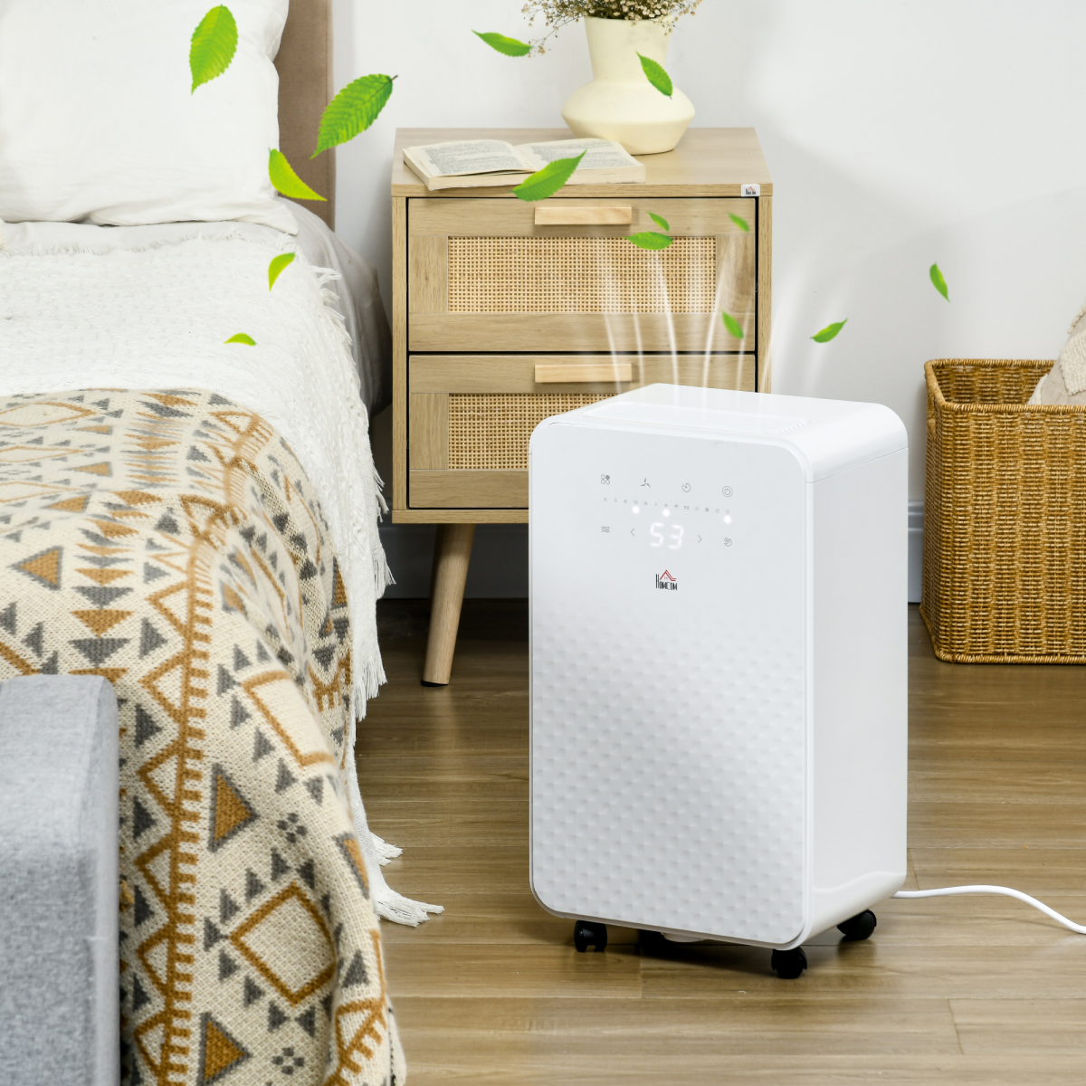 HOMCOM 10L/Day Dehumidifier with Air Purifier, Timer & 5 Modes – Compact Damp and Dust Control