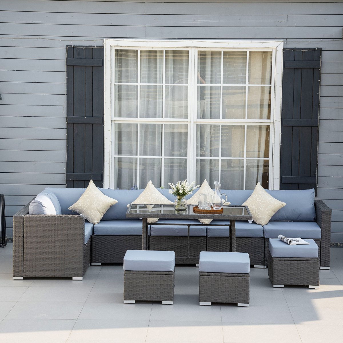 Outsunny rattan corner sofa section detail