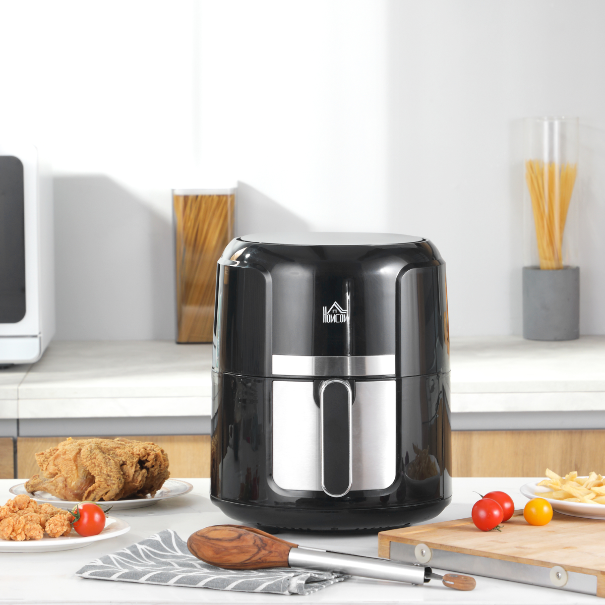 HOMCOM 1300W 4L Air Fryer with 12 Presets, Timer & Non-Stick Basket – Rapid Air Circulation Cooker