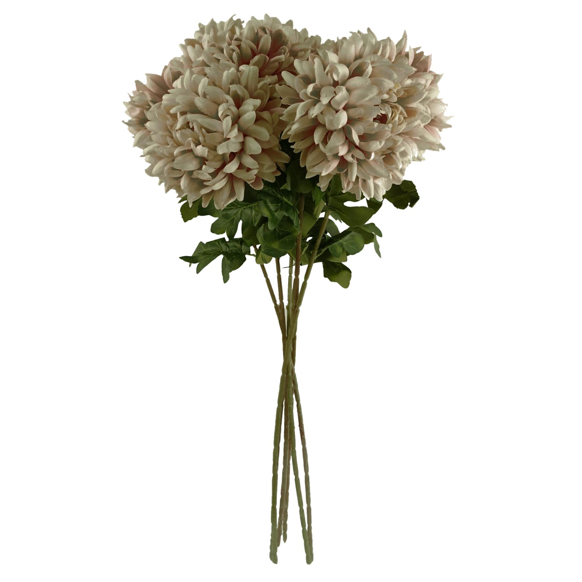 Leaf Extra Large Artificial Reflex Chrysanthemum Stems, Pack of 6 – Silk Petals, 75cm, Mushroom