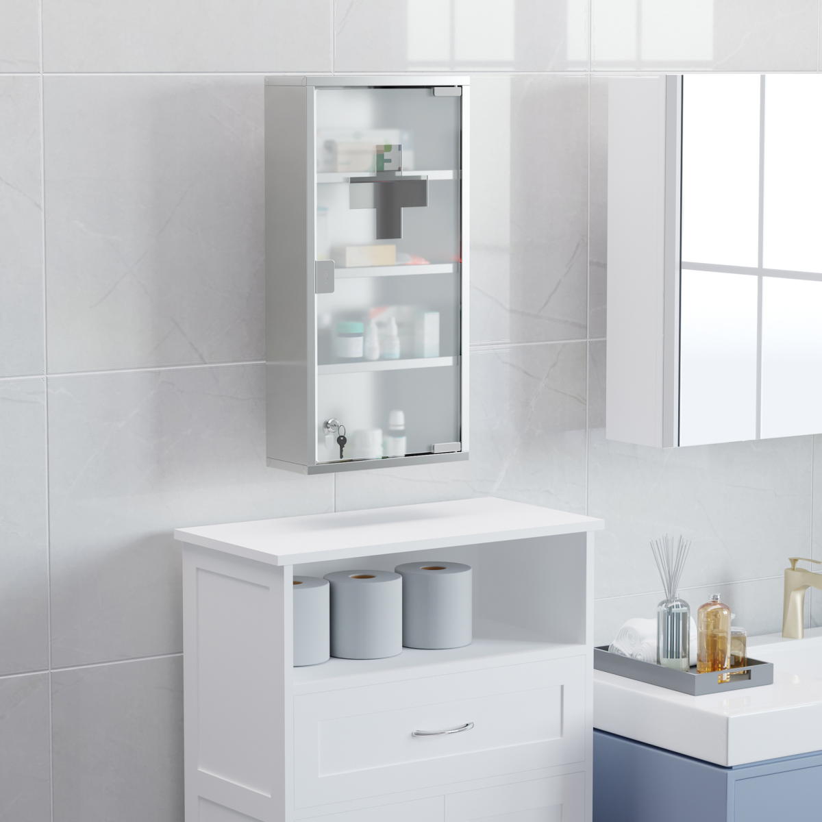 HOMCOM LED Illuminated Bathroom Infrared Sensor Mirror Dustproof 60 80x4CM