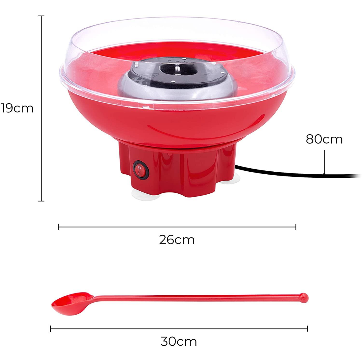 Global Gizmos Retro Candy Floss Maker, 400W – Make Fairground Cotton Candy at Home, Red