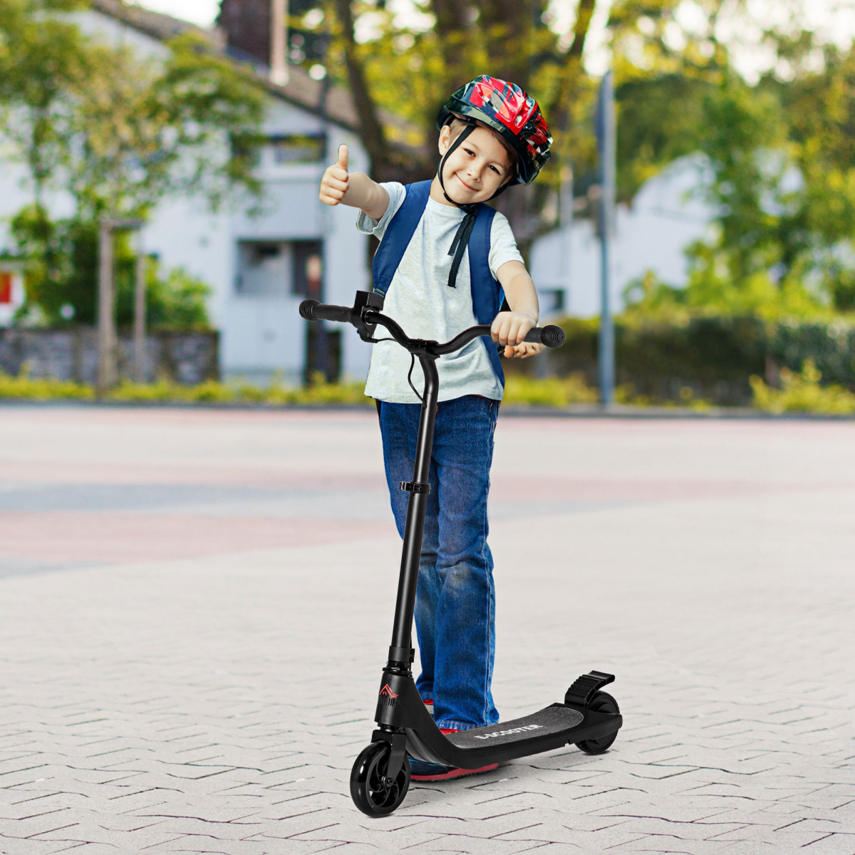 HOMCOM Kids Electric Scooter, 120W with Battery Level Display & Rear Brake – E-Scooter for Ages 6+, Black