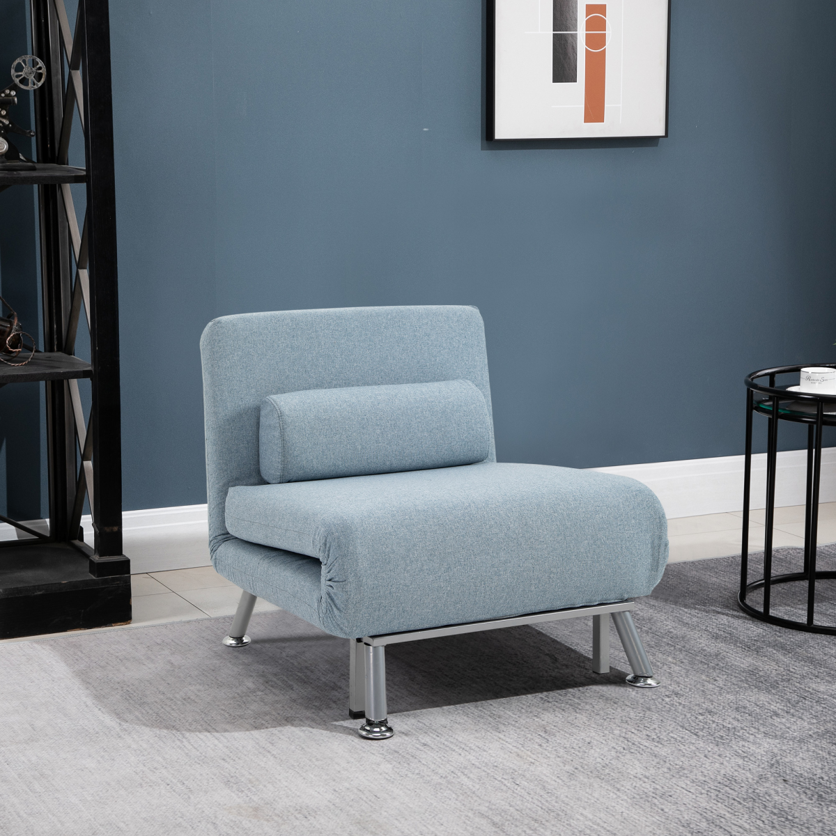 HOMCOM sofa bed chair unfolded into a single bed
