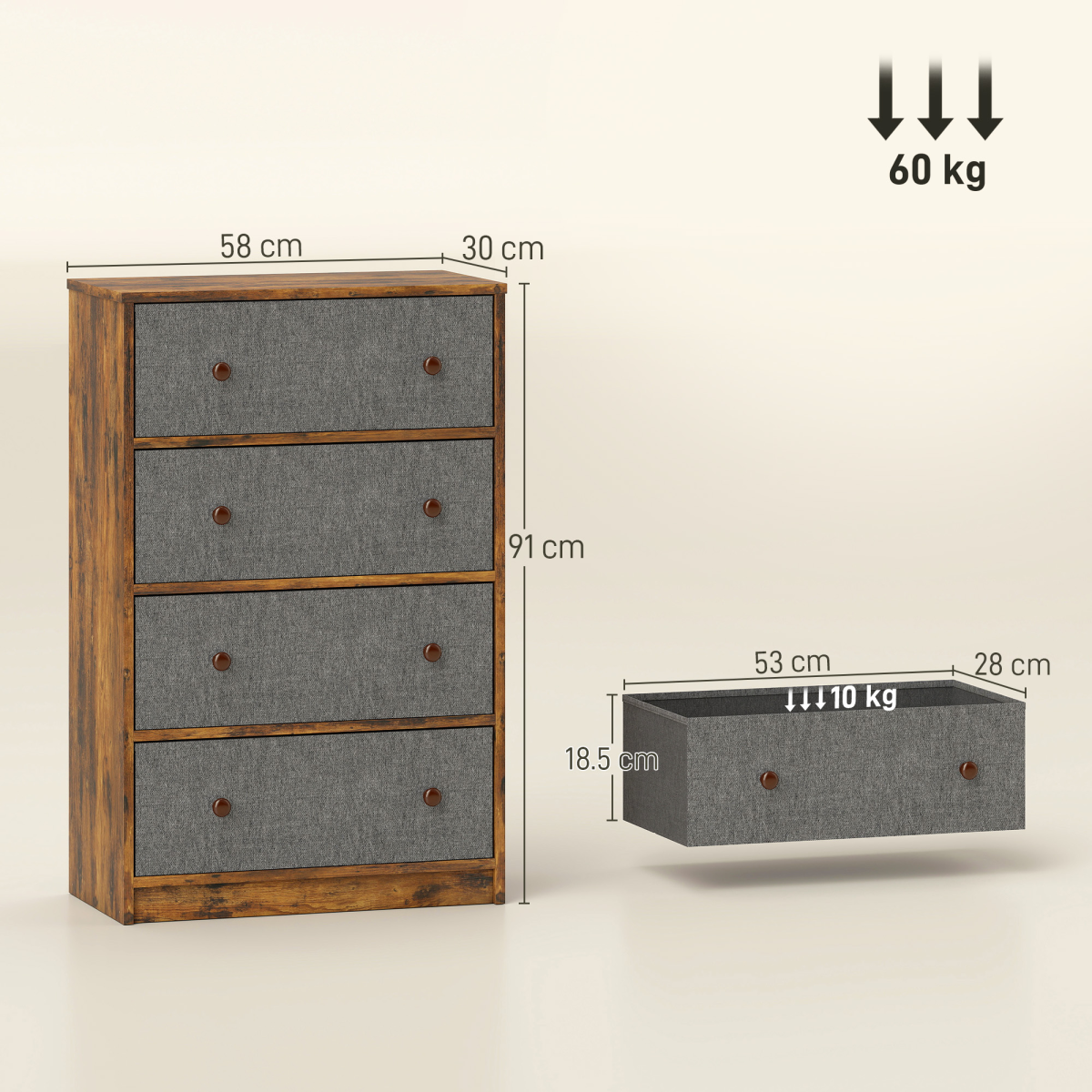 4-Drawer Fabric Storage Cabinet with Flat Top – Lightweight Dresser Alternative for Bedroom & Hallway