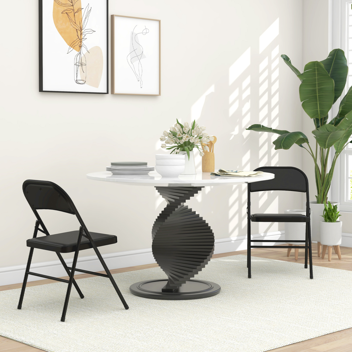 HOMCOM Padded Folding Chairs – 2 Pack, Black