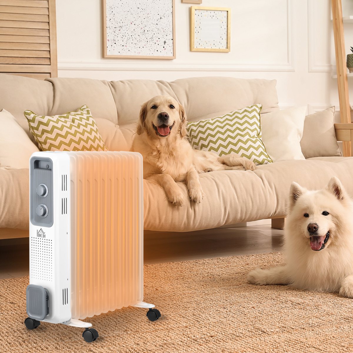 HOMCOM 2720W 11 Fin Oil Filled Radiator with 3 Heat Settings & Safety Cut-Off – Silent Portable Heater