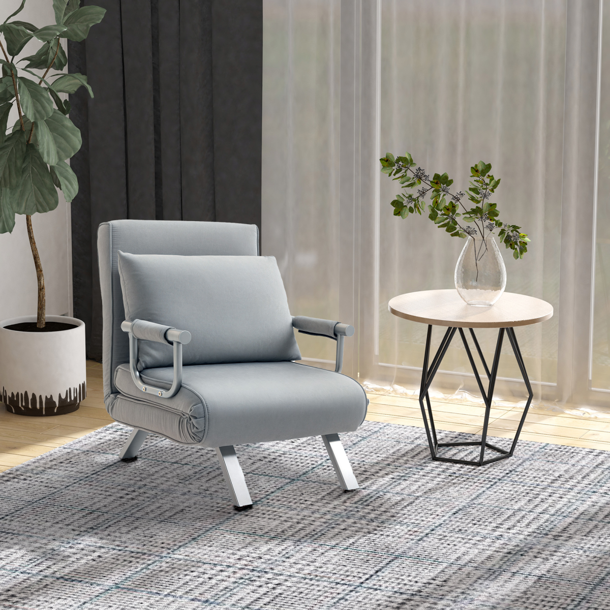HOMCOM sofa bed armchair unfolded into a single bed