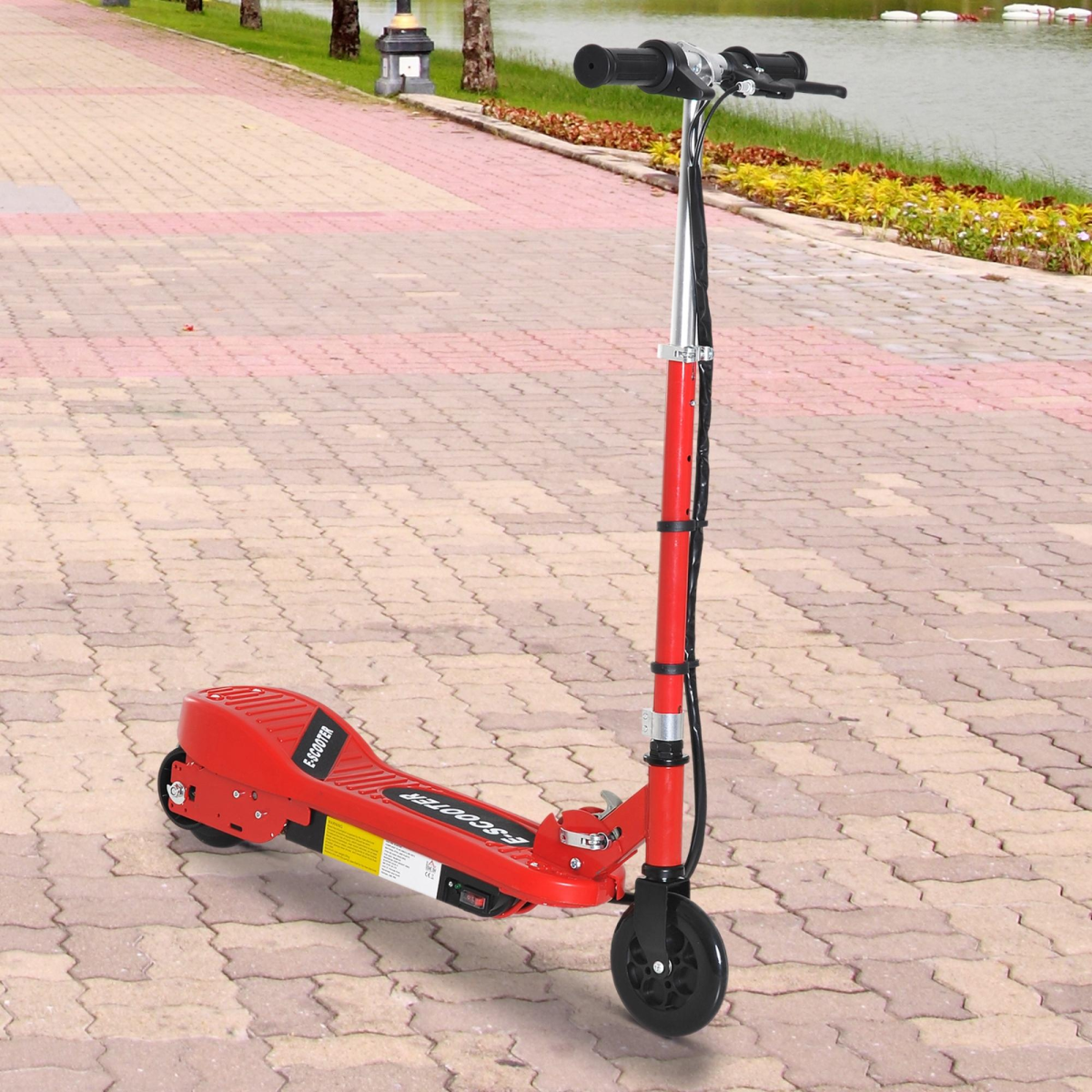 HOMCOM Folding Kids Electric Scooter with Adjustable Handle, 12km/h & Front Brake – Ride-On for Ages 7–14