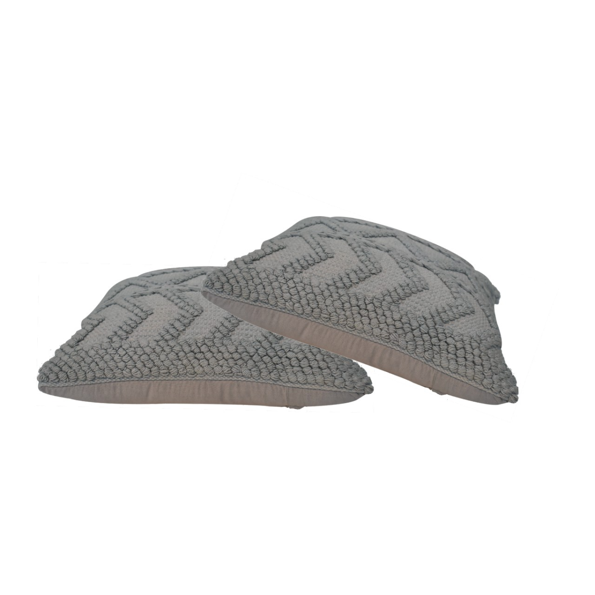 Artisan Furniture Alda Zig-Zag Cushions, Set of 2 – Plump Scatter Cushions for Sofa & Bedroom, Grey