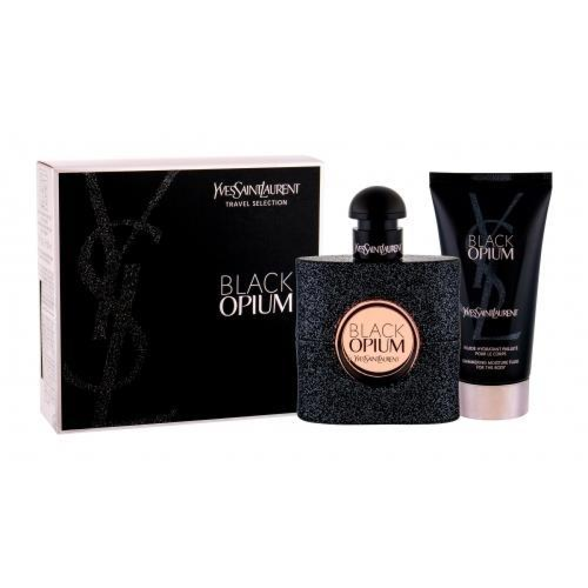 YSL Black Opium Gift Set – Eau de Parfum 50ml and Body Lotion 50ml, Coffee, Jasmine and Vanilla Fragrance
