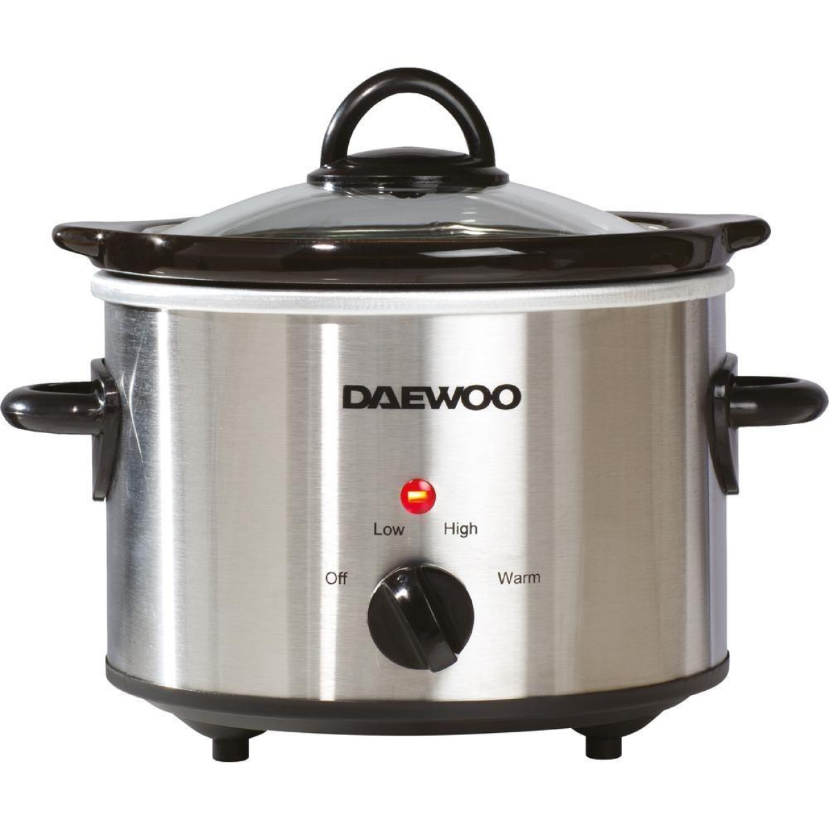 Daewoo 1.5L Stainless Steel Slow Cooker with Glass Lid, Keep Warm & 3 Heat Settings