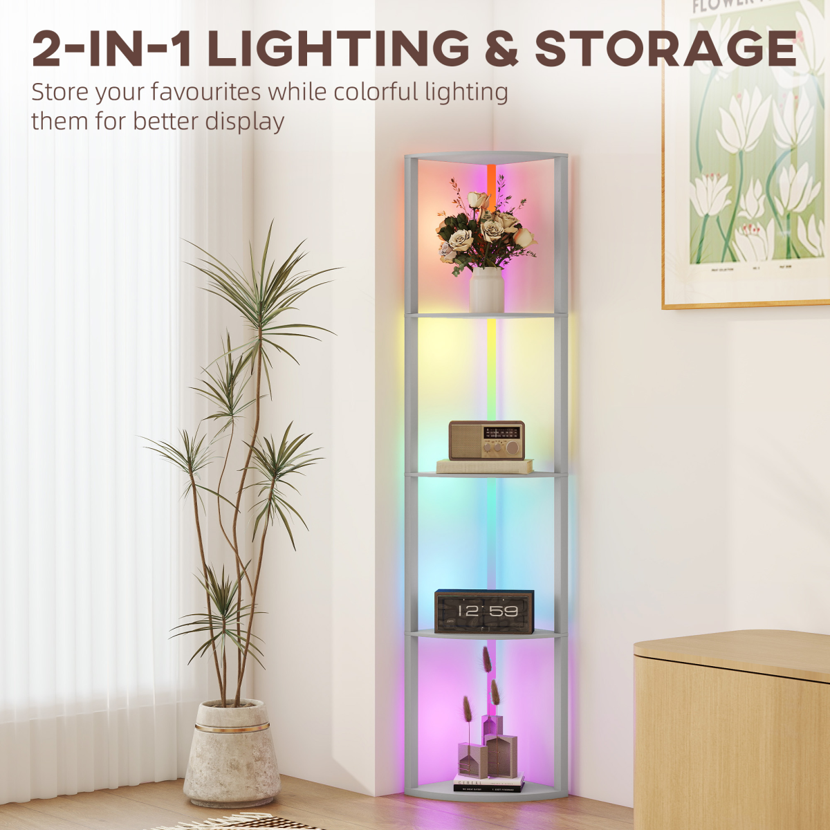 5-Tier Shelf RGB Floor Lamp with Remote