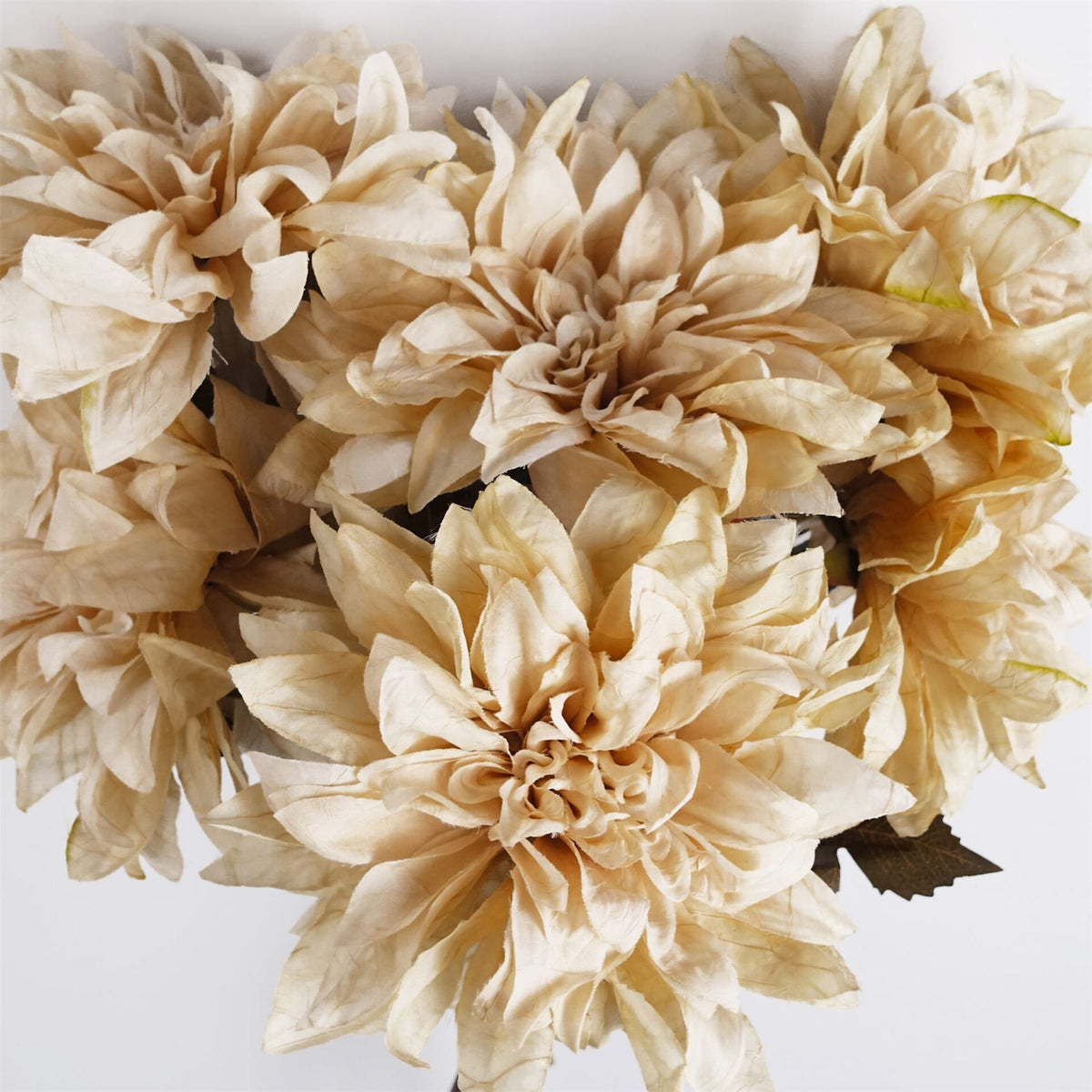 Leaf 55cm Artificial Dahlia Flower Stem with Silk Flowers and Wired Stem – Dusty Cream