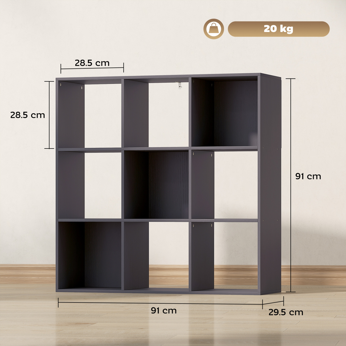 9-Cube Bookcase with Open Storage Compartments – Display Cabinet & Room Divider for Living Room or Office