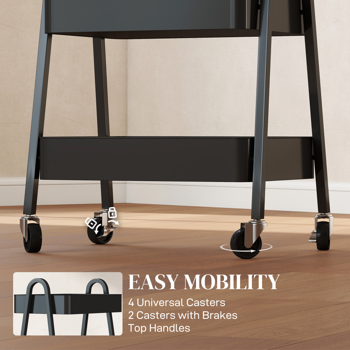 3-Tier Rolling Storage Trolley with Mesh Trays – Kitchen, Bathroom and Craft Room Organiser