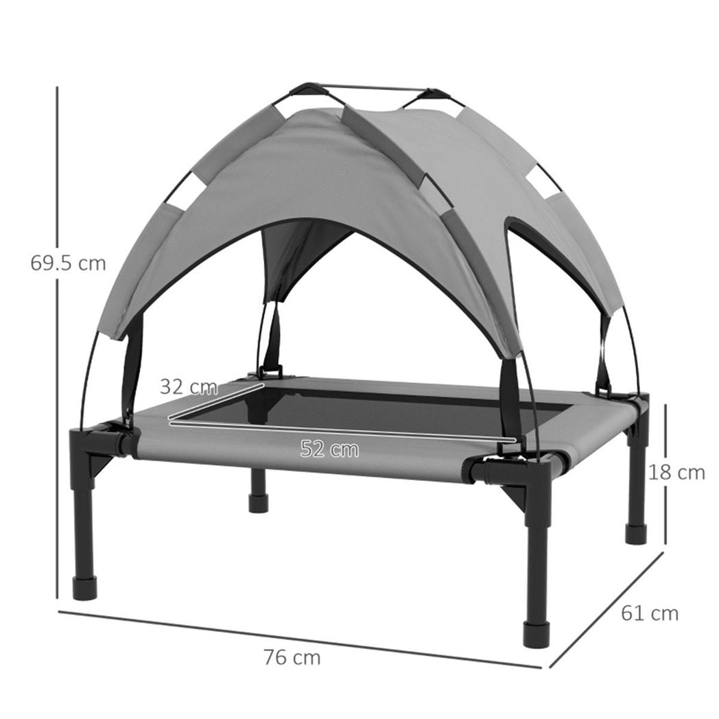 Raised Dog Bed with UV-Resistant Canopy, Breathable Mesh & Steel Frame – Elevated Pet Cot, Light Grey
