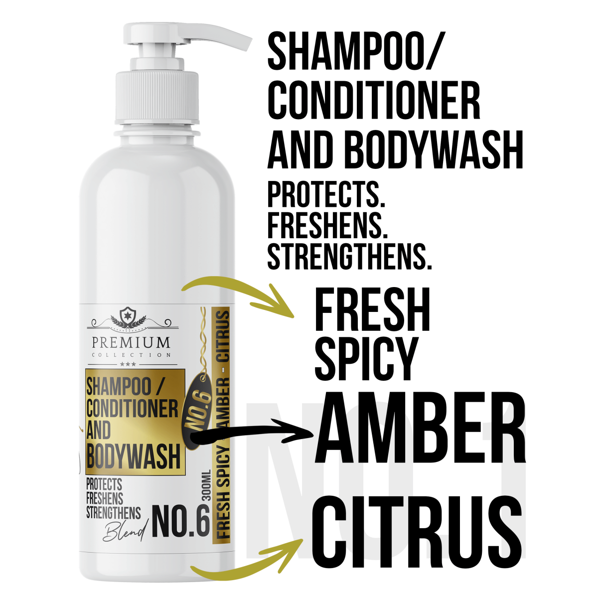 LIVFRAGRANCE 3-in-1 Wash No.5 – Hair & Body Cleanser, Shampoo, Conditioner & Bodywash, Fruity, Sweet Leather