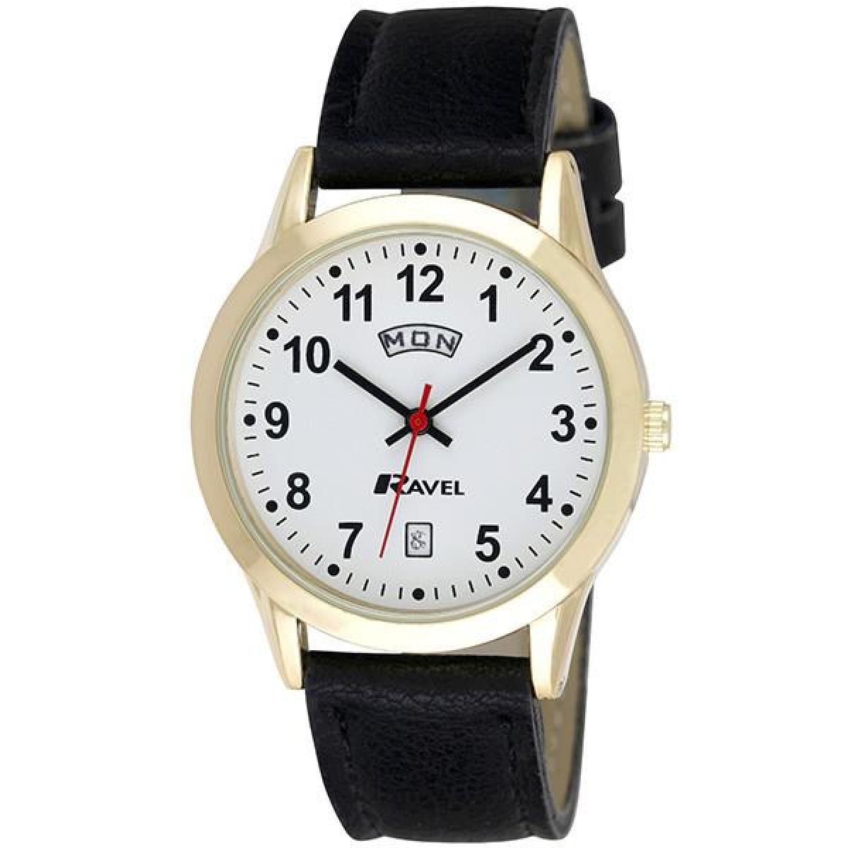 Ravel His and Hers Gilt Day/Date Watch Set with Croco-Pattern Faux Leather Straps