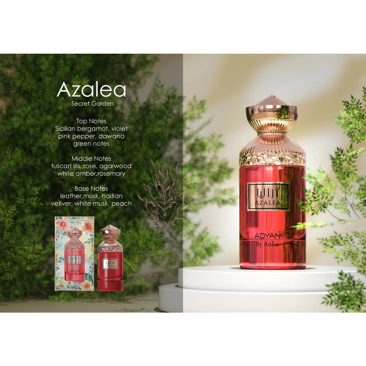 Adyan Azalea: Secret Garden - Extrait de Parfum 100ml – Floral, Oud Fragrance, Unisex