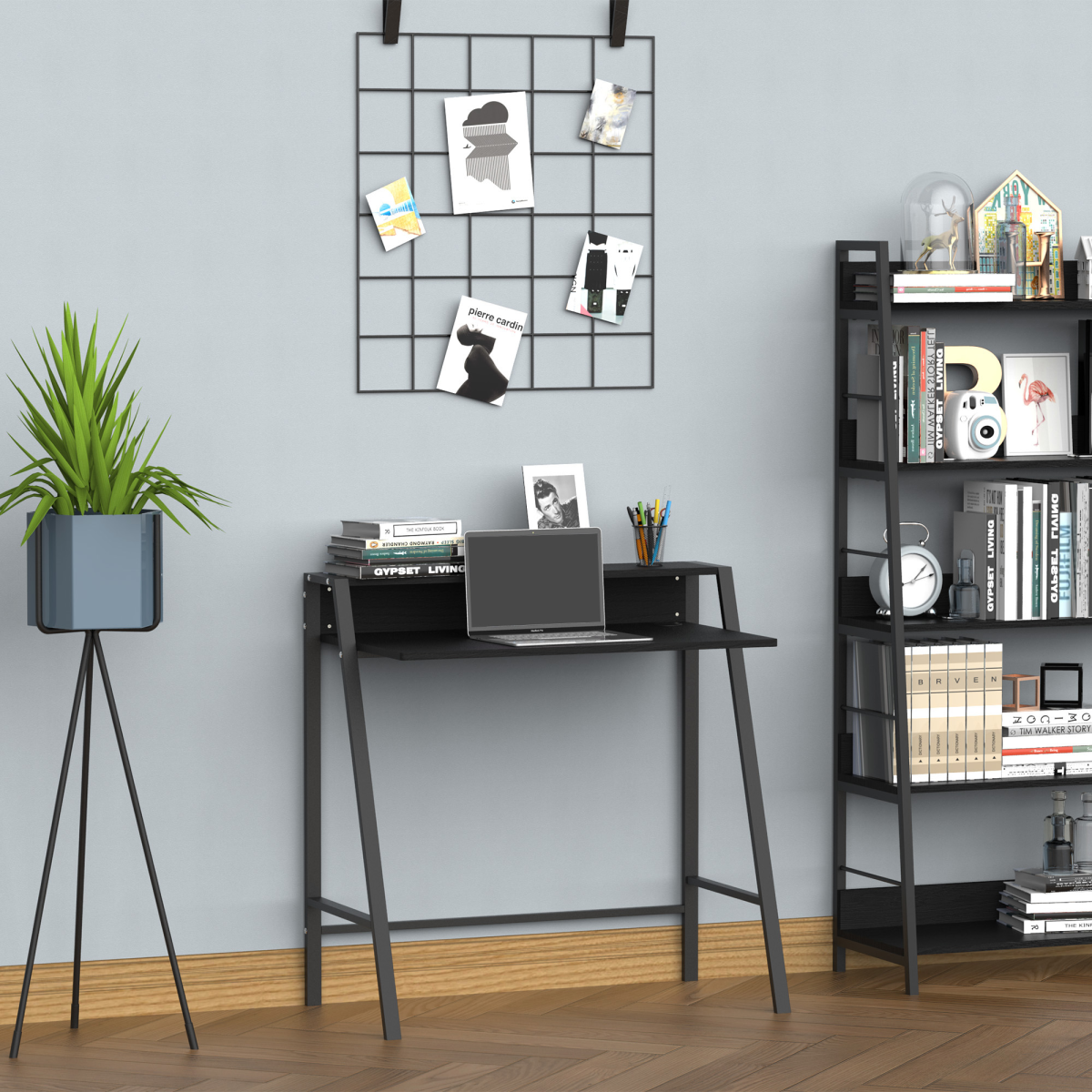 HOMCOM Computer Desk with Two-Tier Worktop and Upper Storage Shelf – Home Office Study Table, 85cm