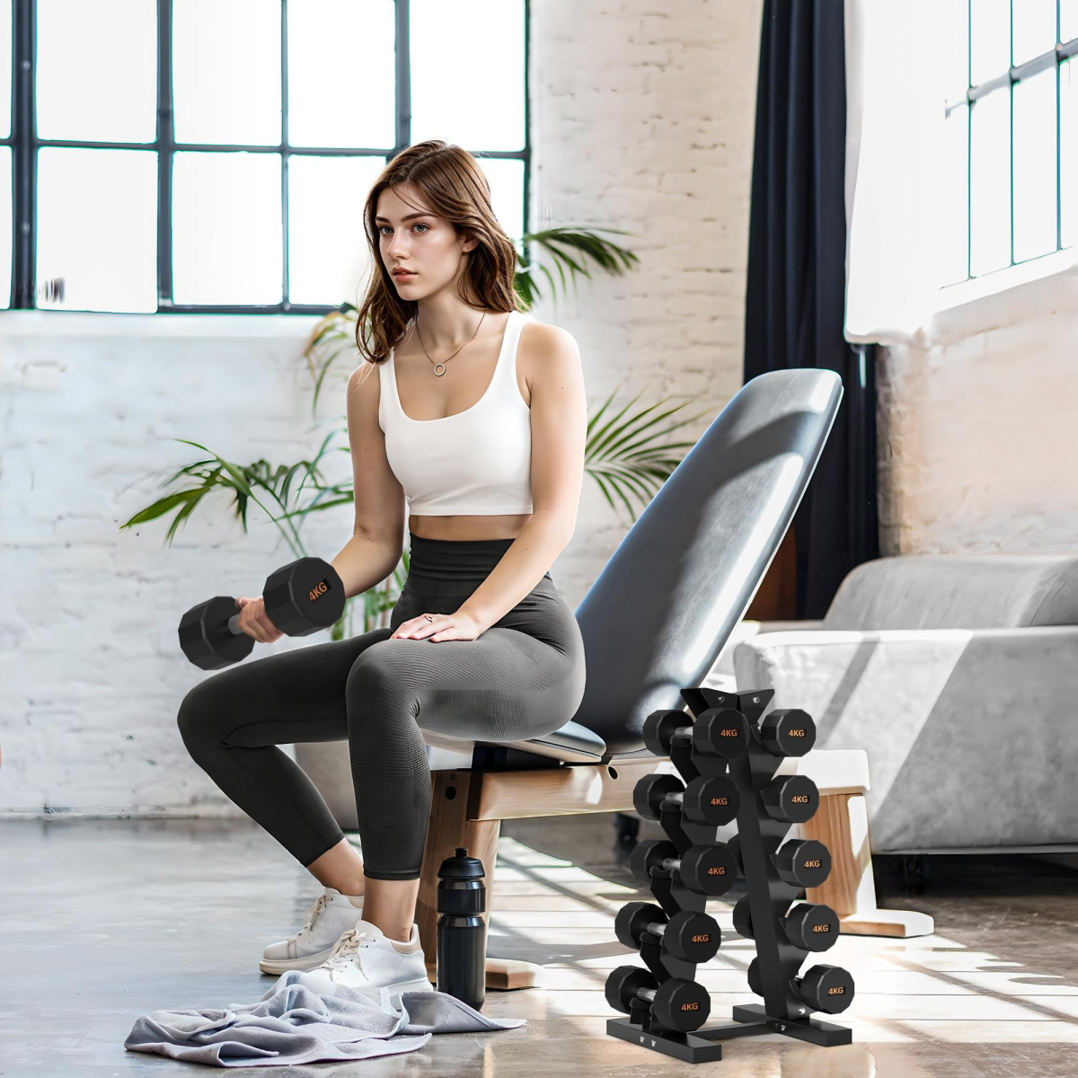 SPORTNOW Five-Tier Dumbbell Rack Weight Tree with Non-Slip Feet – Steel Storage Stand for Home Gym