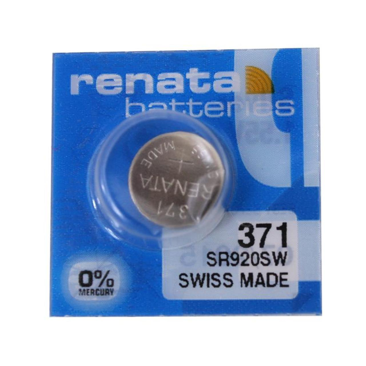 Renata SP 371 Silver Oxide Watch Battery – Single Coin Cell, Higher Silver Content