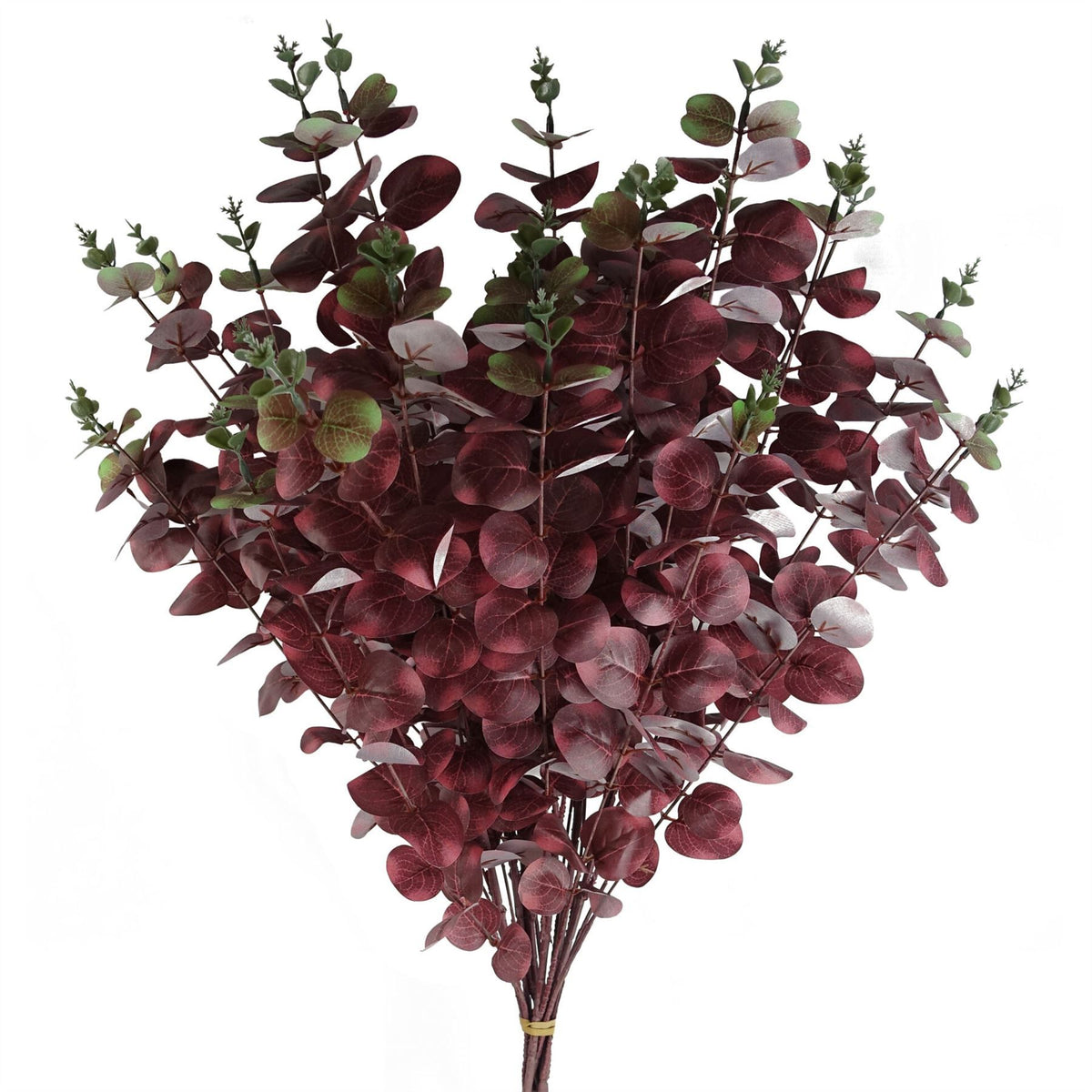 Leaf Artificial Eucalyptus Foliage Stem with Silk Leaves – Home Decor Greenery, Burgundy, 100cm
