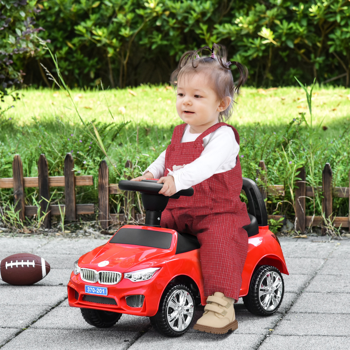 HOMCOM Toddler Ride-On Car with Foot-to-Floor Sliding, Lights, Music & Storage – Ages 18-36 Months, Red