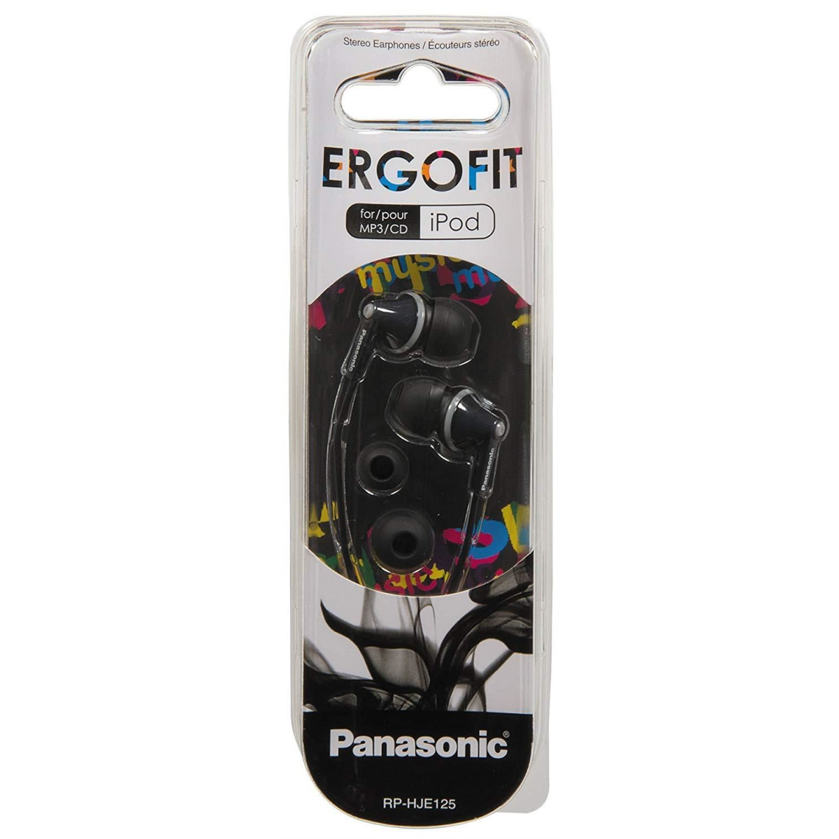 Panasonic Ergofit Earphones RP-HJE125E-B – In-Ear Headphones, Black