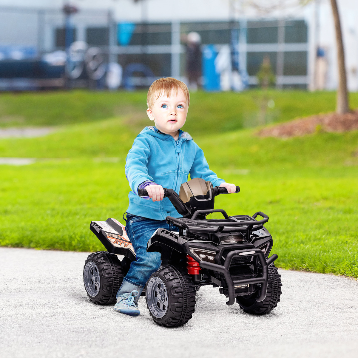 Kids Ride-On Four Wheeler ATV with Music and Large Tyres – Electric Quad for Ages 18-36 Months, Black